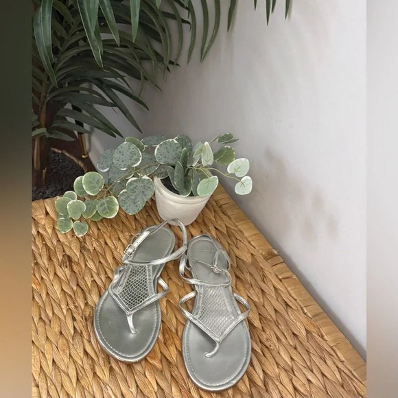 Cole Haan Silver Leather Sandals - Picture 13 of 16